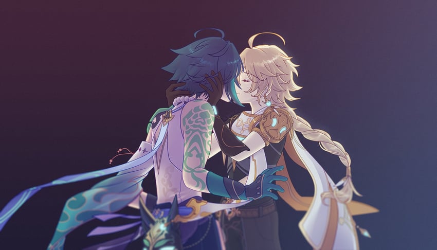 aether and xiao (genshin impact) drawn by ll_gray_ll