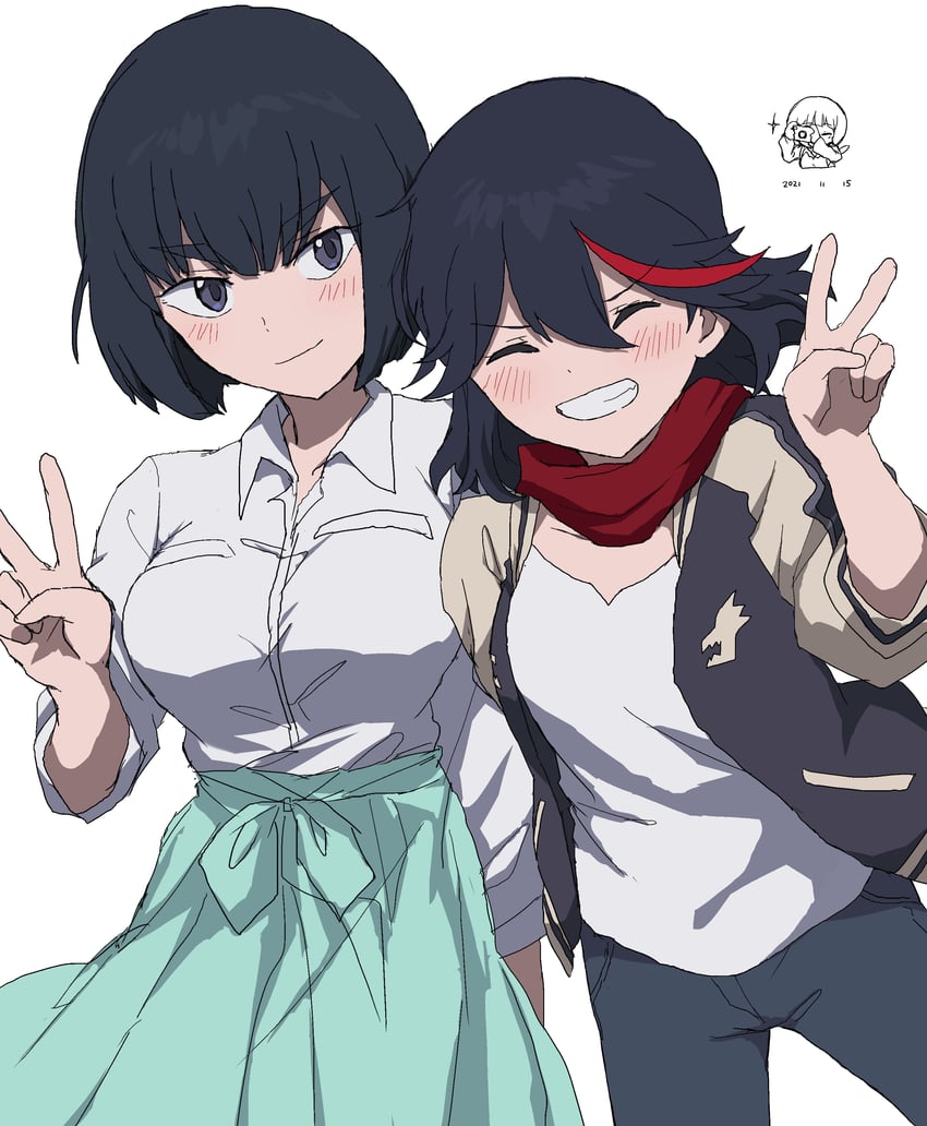 matoi ryuuko, kiryuuin satsuki, and mankanshoku mako (kill la kill) drawn by takatisakana