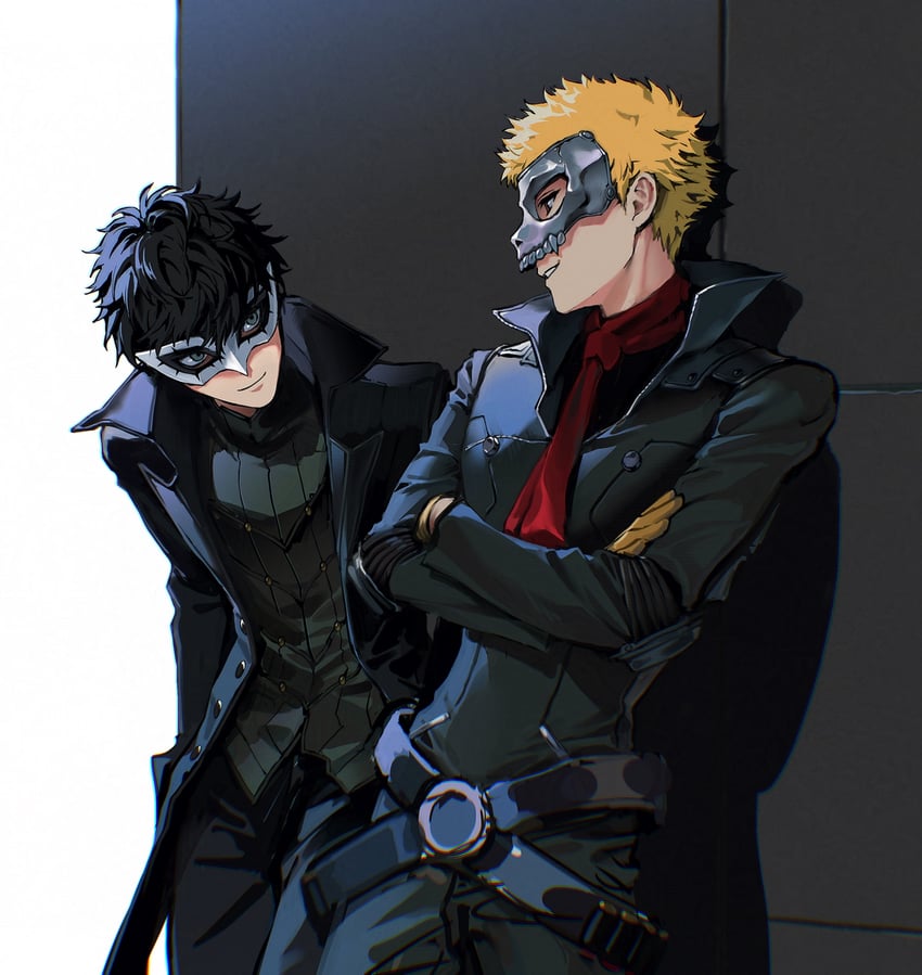amamiya ren, joker, sakamoto ryuuji, and skull (persona and 1 more) drawn by sophie_(693432)