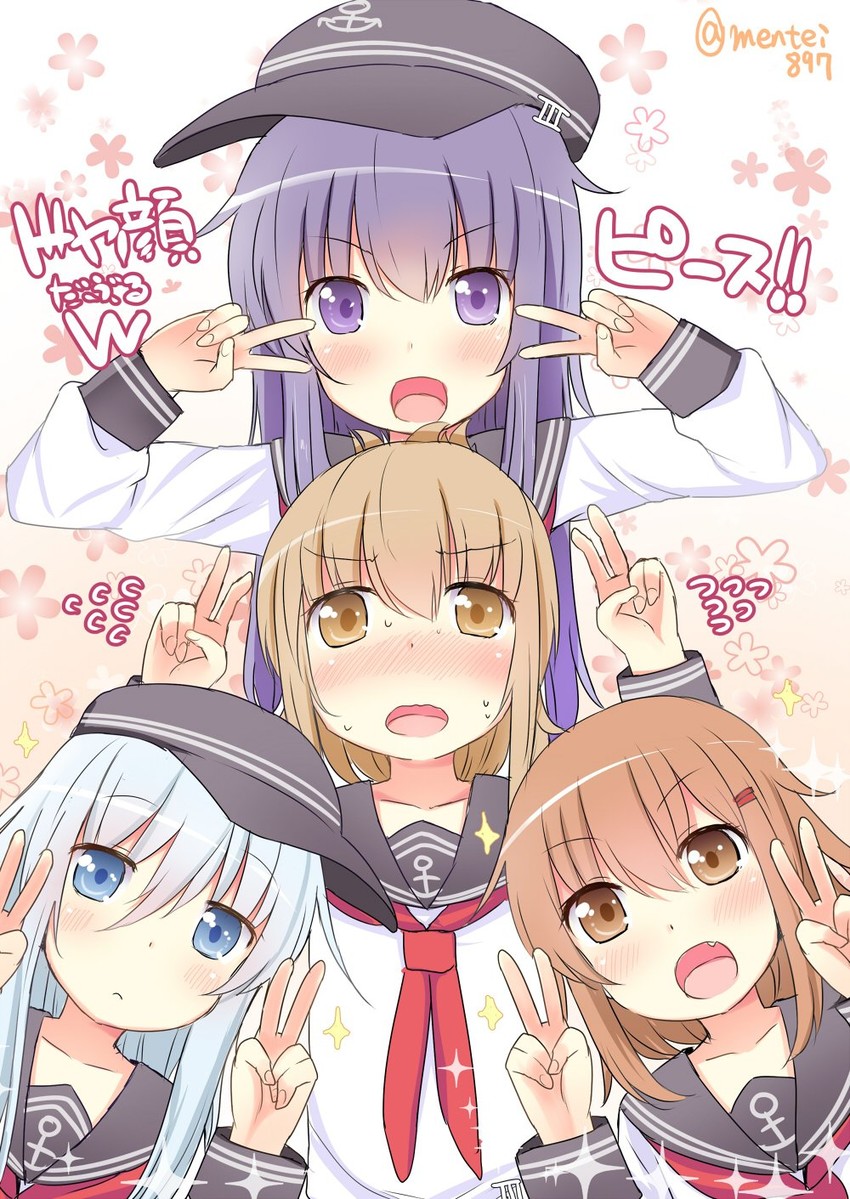 hibiki, inazuma, ikazuchi, and akatsuki (kantai collection) drawn by mentei_yakuna
