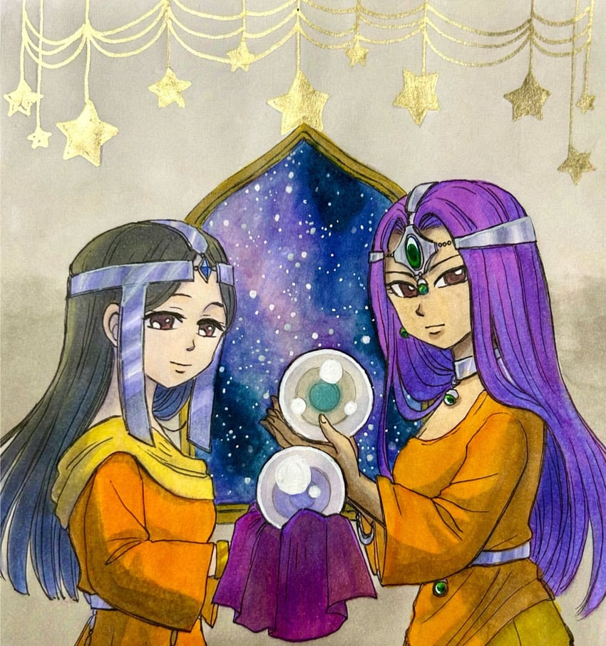 minea and merle (dragon quest and 2 more) drawn by eihire_dotama