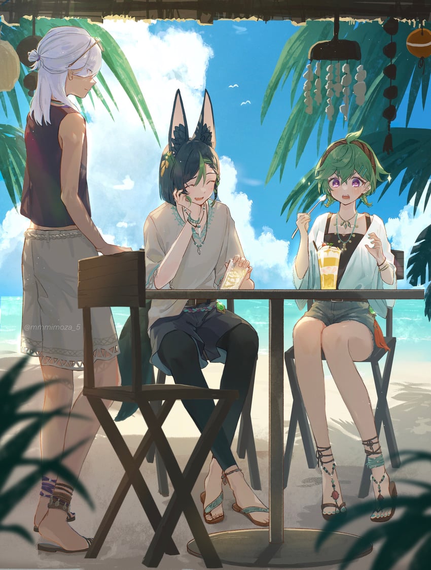 tighnari, cyno, and collei (genshin impact) drawn by mimoza_(mmmimoza_5)