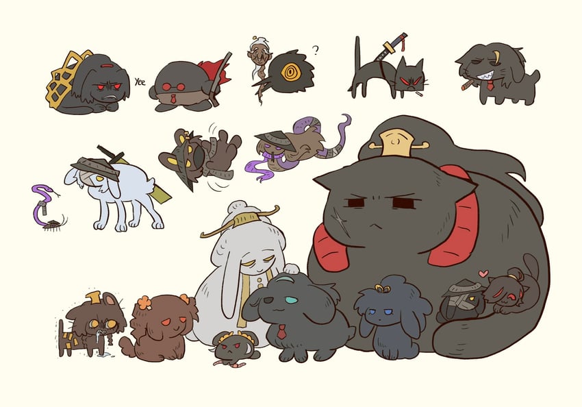 faust, hong lu, ryoshu, outis, gregor, and 12 more (project moon and 1 more) drawn by chidori_(penguin_matsuno)