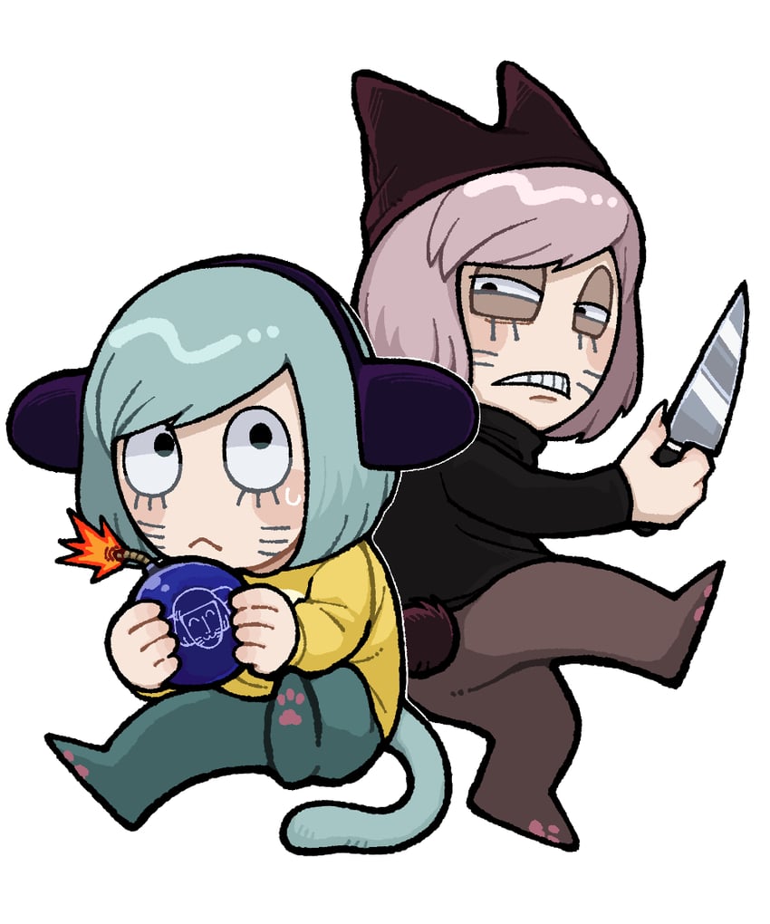 nyon and nyen (randal's friends) drawn by riokku_heya
