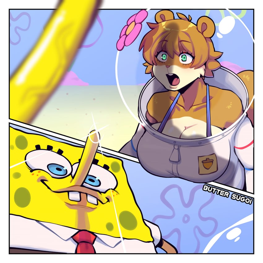 spongebob squarepants and sandy cheeks (spongebob squarepants) drawn by butter_sugoi