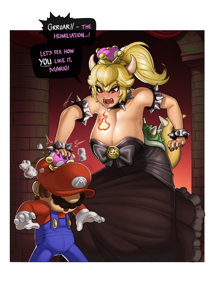 mario, bowsette, and bowser (mario and 1 more) drawn by hard-degenerate