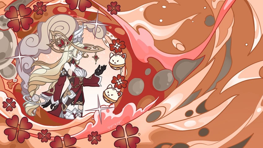 jumpy dumpty and alice (genshin impact) drawn by yomiyuarts