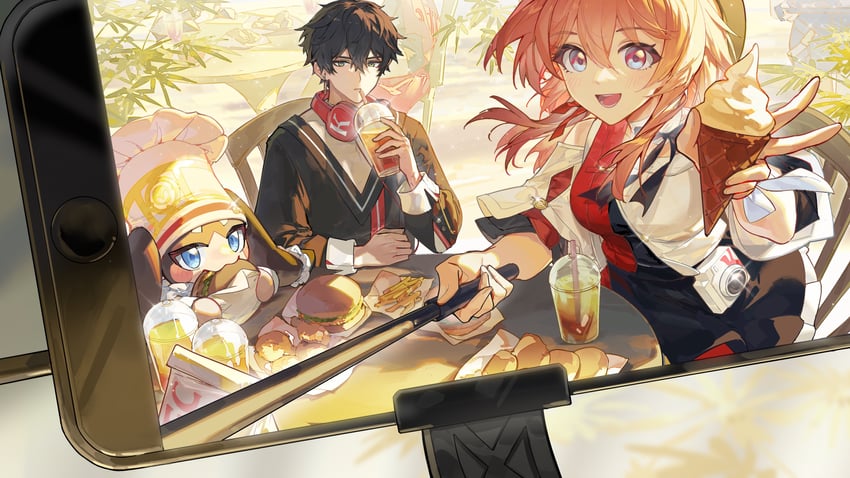 march 7th, dan heng, and pom-pom (honkai and 2 more) drawn by rafaelaaa