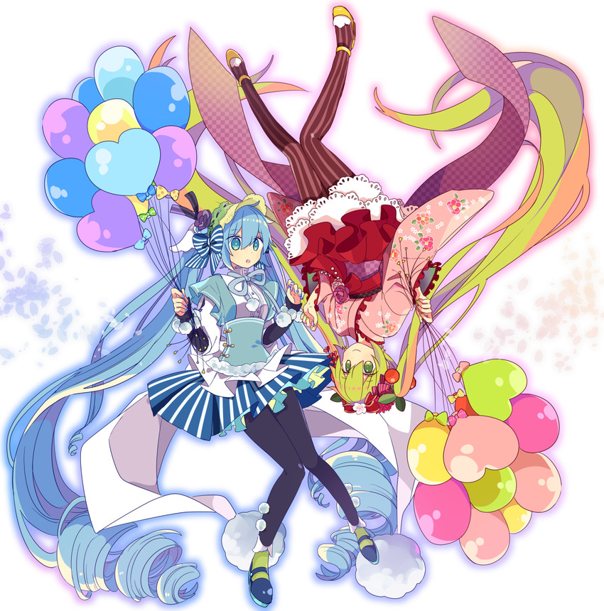 hatsune miku, yuki miku, and sakura miku (vocaloid) drawn by yoshiki