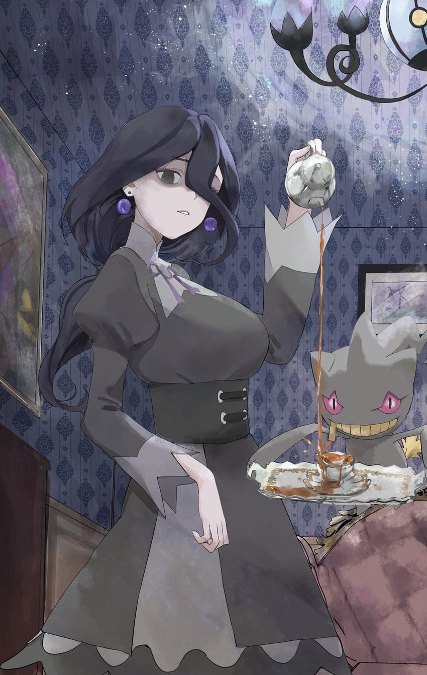 hex maniac, chandelure, and banette (pokemon and 1 more) drawn by mi_(pixiv_68475537)