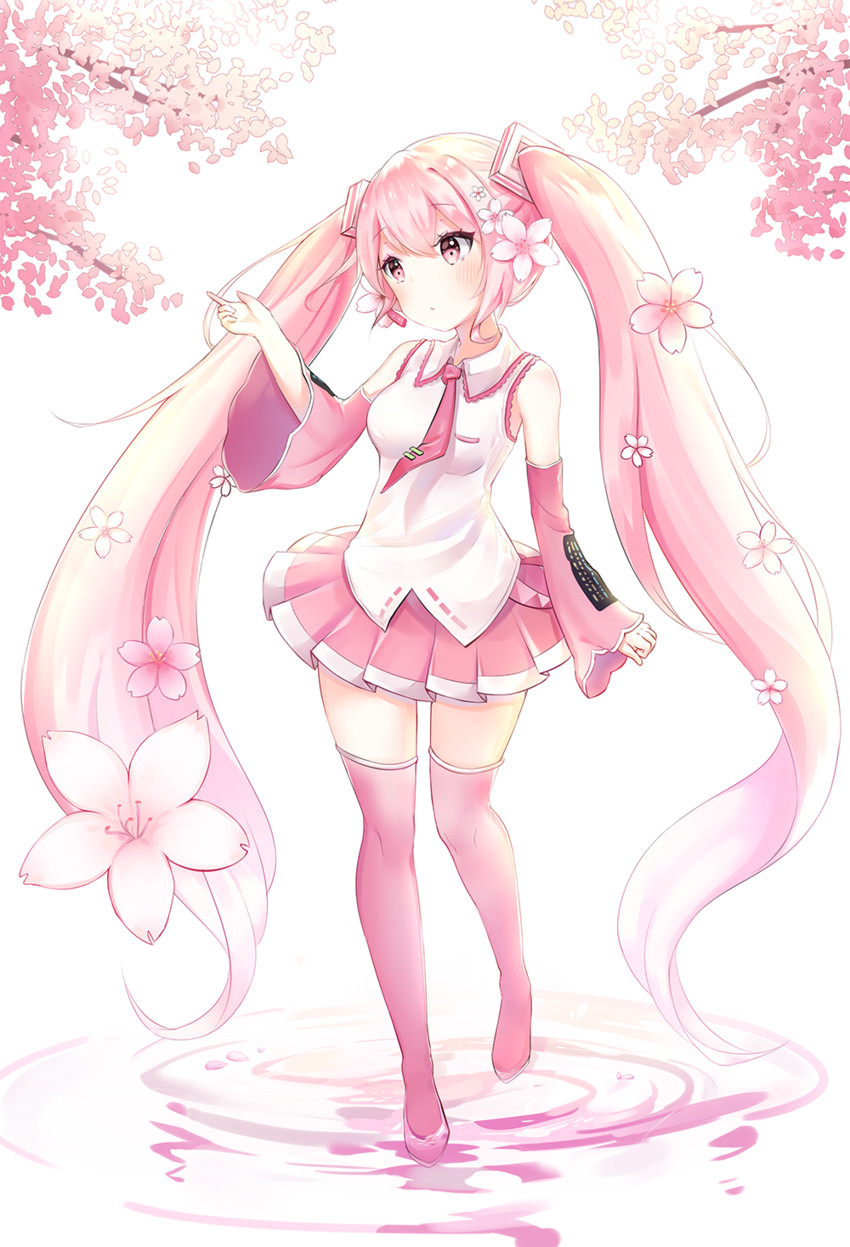 hatsune miku and sakura miku (vocaloid) drawn by namaka_(kimju0406)