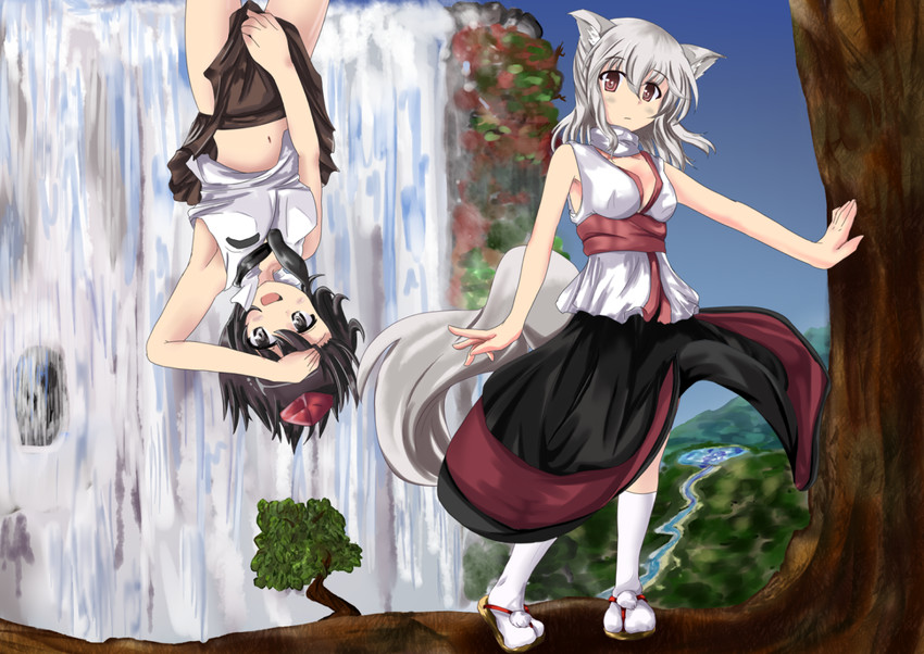 shameimaru aya and inubashiri momiji (touhou) drawn by numahata_tofu.