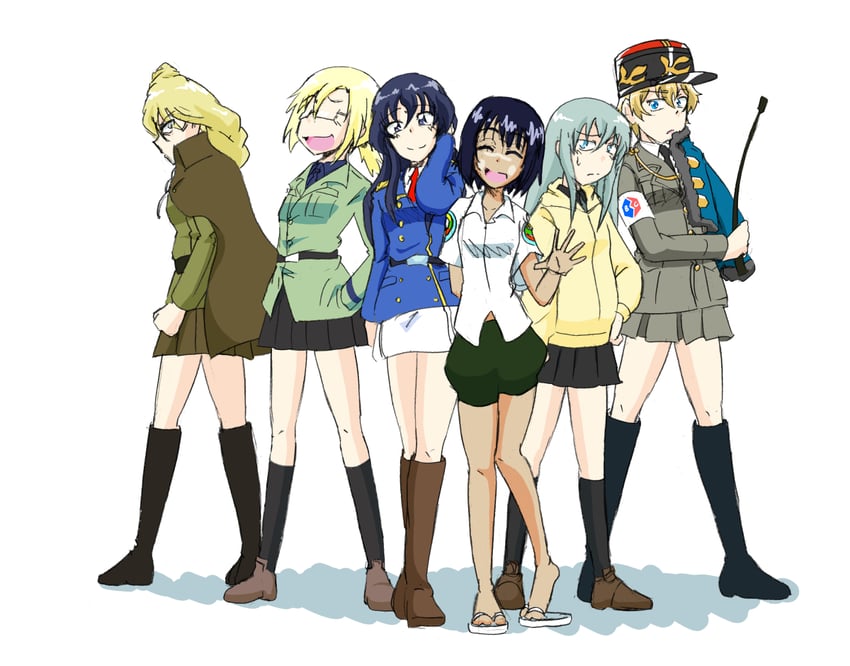 eclair, asparagus, jajka, sheska, yoshinaga jinko, and 1 more (girls und panzer and 3 more) drawn by matsumoto_(matsumoto_kougyou)