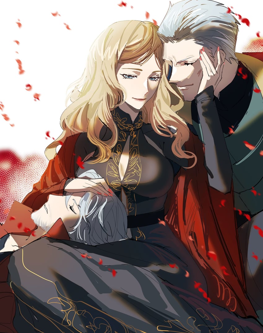 dante, vergil, and eva (devil may cry and 1 more) drawn by queenofmarmot