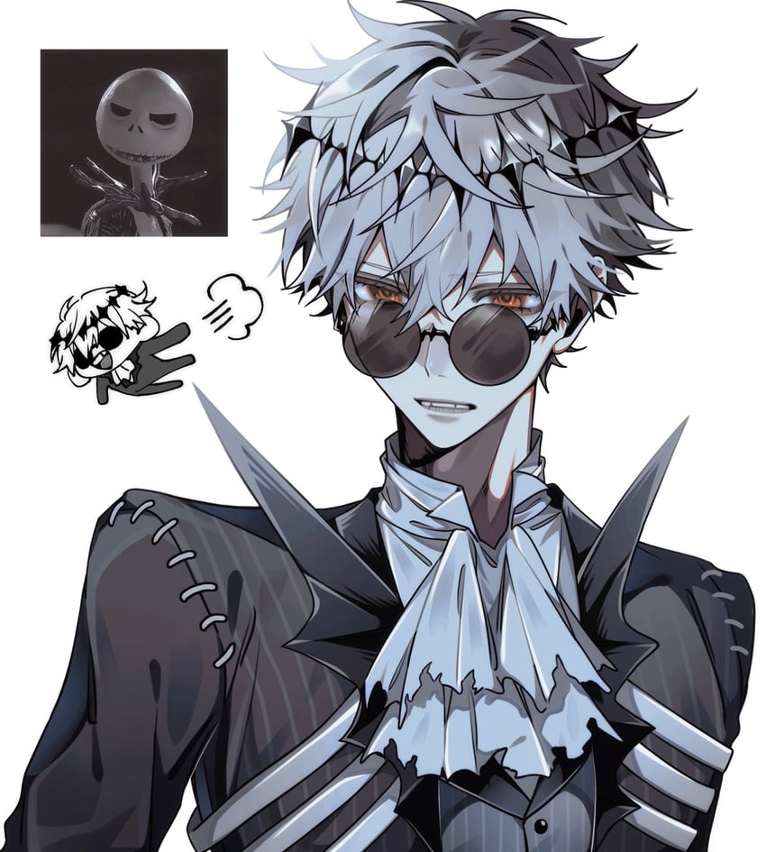 skully j. graves and jack skellington (twisted wonderland and 1 more) drawn by omumeshi