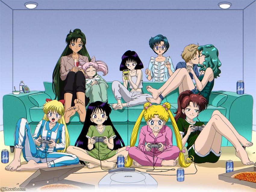 tsukino usagi, mizuno ami, aino minako, hino rei, kino makoto, and 5 more (bishoujo senshi sailor moon) drawn by kodi_sakari