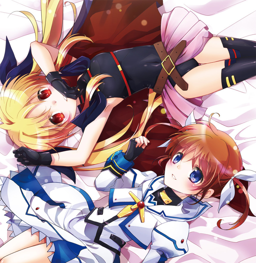 fate testarossa and takamachi nanoha (lyrical nanoha and 2 more) drawn by kirihara_subako