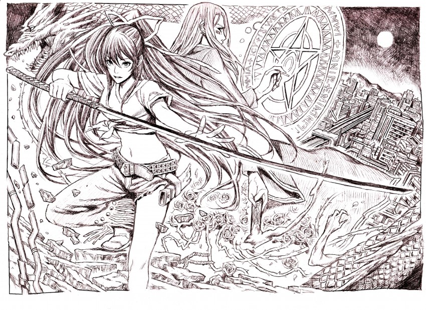 kanzaki kaori and stiyl magnus (toaru majutsu no index and 1 more) drawn by nobita_(makoto7060355)