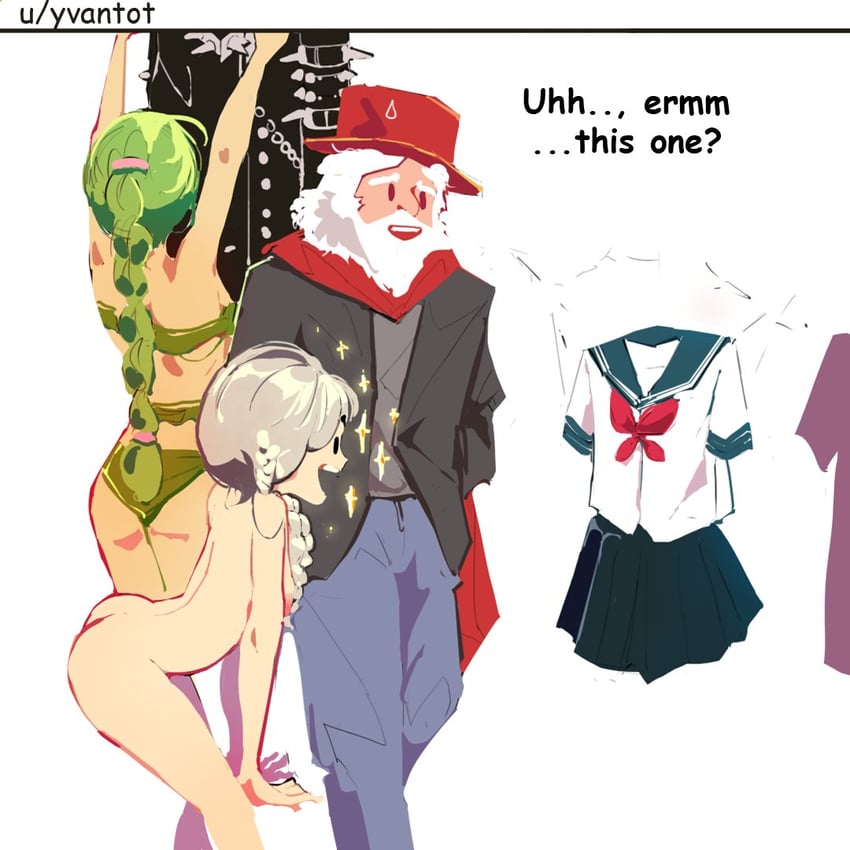 dryad, lost girl, and clothier (terraria) drawn by yvantot_(artist)