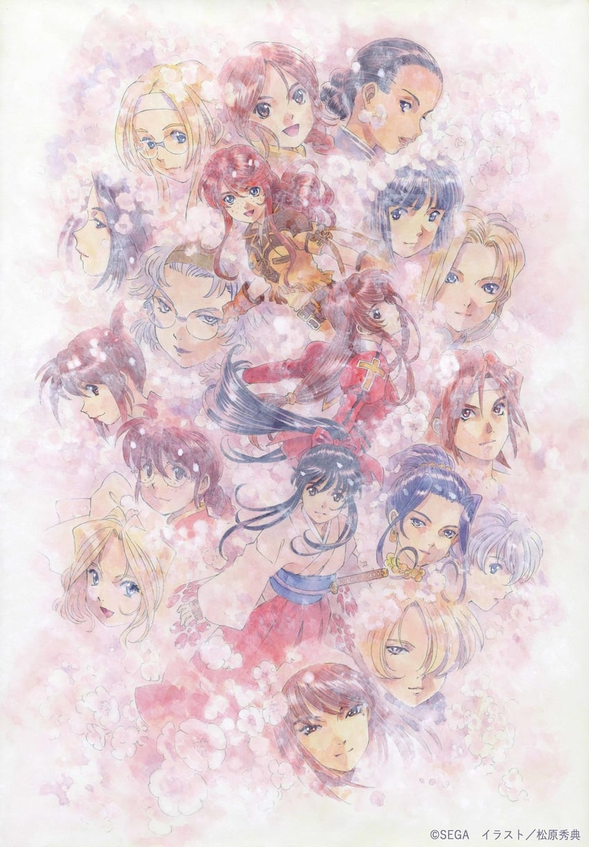 shinguuji sakura, kanzaki sumire, erica fontaine, iris chateaubriand, ri kouran, and 13 more (sakura taisen and 4 more) drawn by matsubara_hidenori
