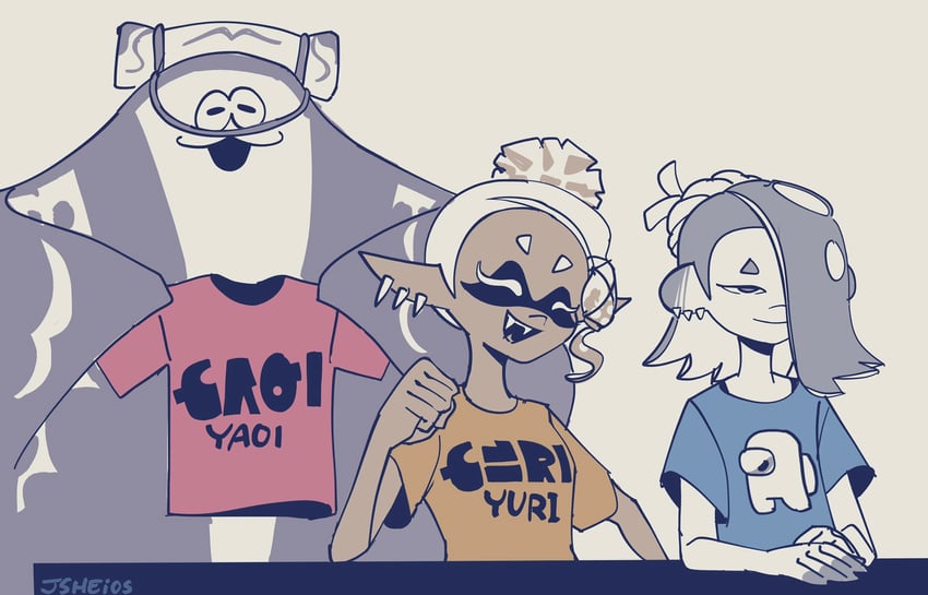 crewmate, shiver, frye, and big man (splatoon and 2 more) drawn by jallly