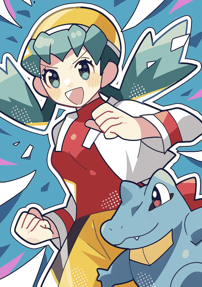 kris and totodile (pokemon and 1 more) drawn by anidler91