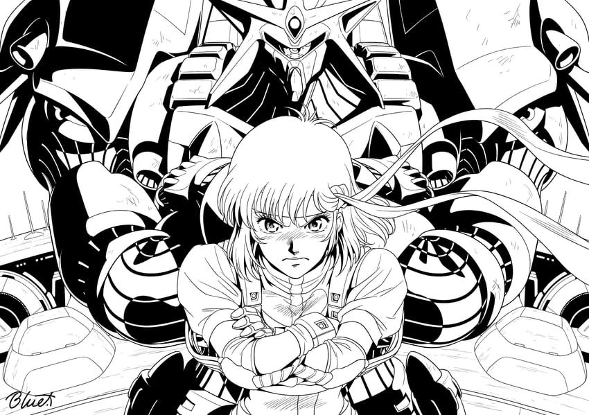 takaya noriko and gunbuster (top wo nerae!) drawn by buru-dai