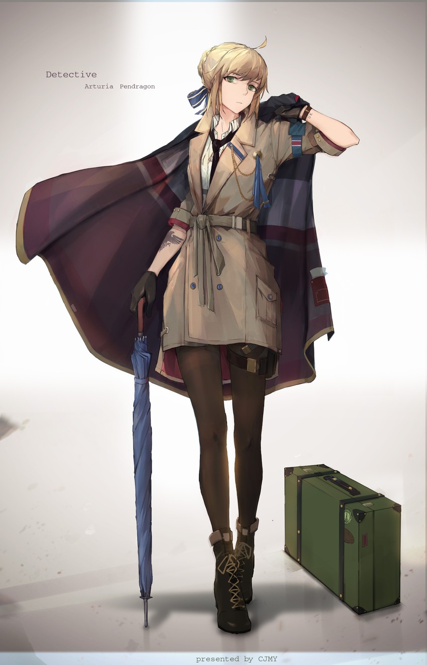 artoria pendragon and saber (fate and 1 more) drawn by cjmy