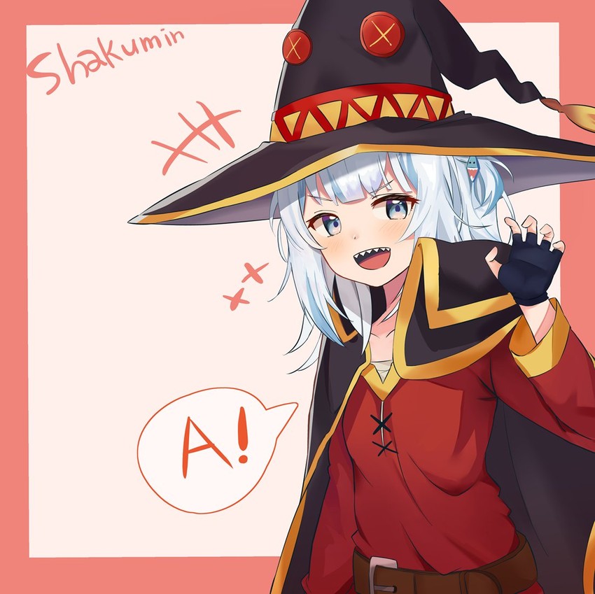 gawr gura and megumin (hololive and 2 more) drawn by derby_(dabidabi)