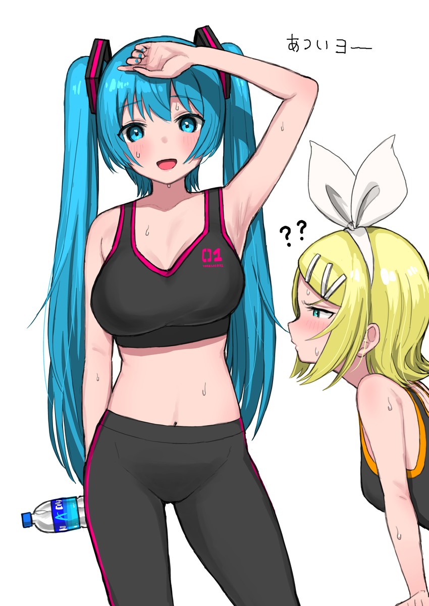 hatsune miku and kagamine rin (vocaloid) drawn by nishikino_kee