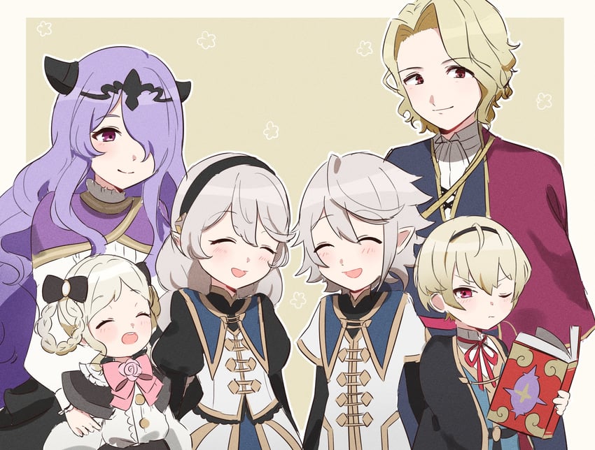 female corrin, camilla, male corrin, elise, leo, and 1 more (fire emblem and 2 more) drawn by gmais2514