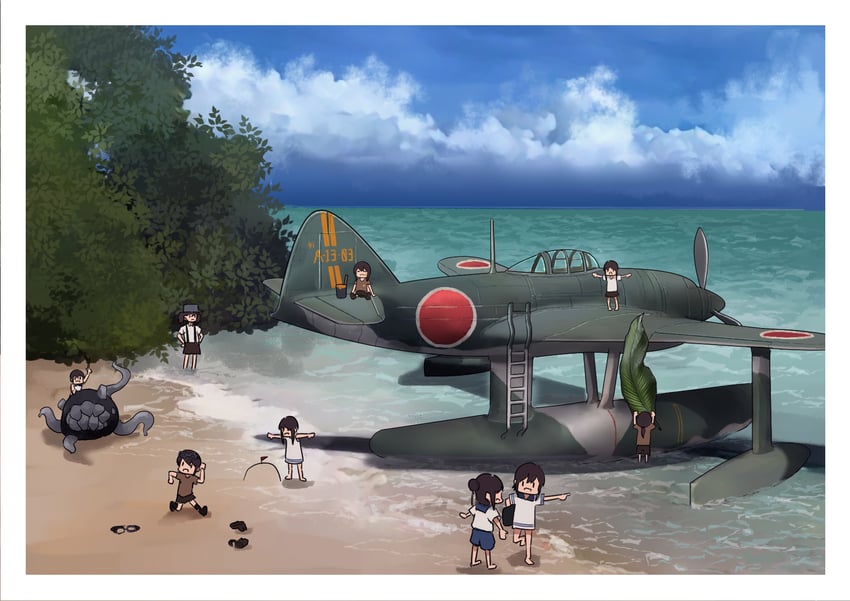 ryuujou, fairy, and enemy naval mine (kantai collection) drawn by timmyyen