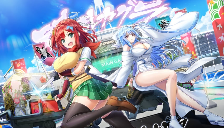 yumi, asuka, sakimiya iruka, and nayuki hiori (senran kagura and 1 more) drawn by ootomo_takuji