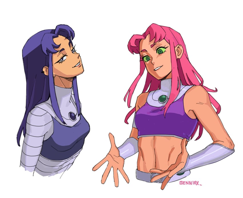 starfire and blackfire (dc comics and 1 more) drawn by genniax