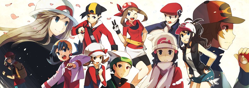 dawn, may, hilda, red, ethan, and 6 more (pokemon and 8 more) drawn by weee_(raemz)