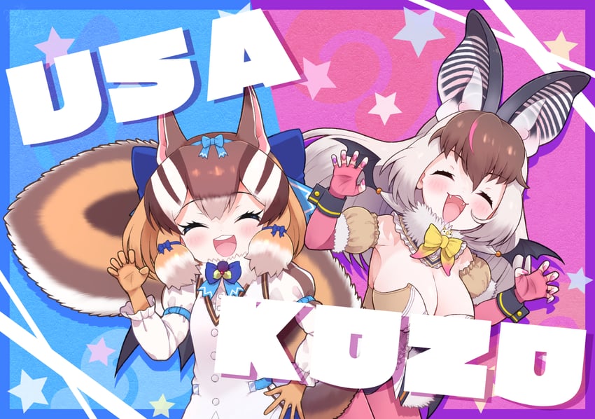 brown long-eared bat and siberian chipmunk (kemono friends and 1 more) drawn by kitsunetsuki_itsuki