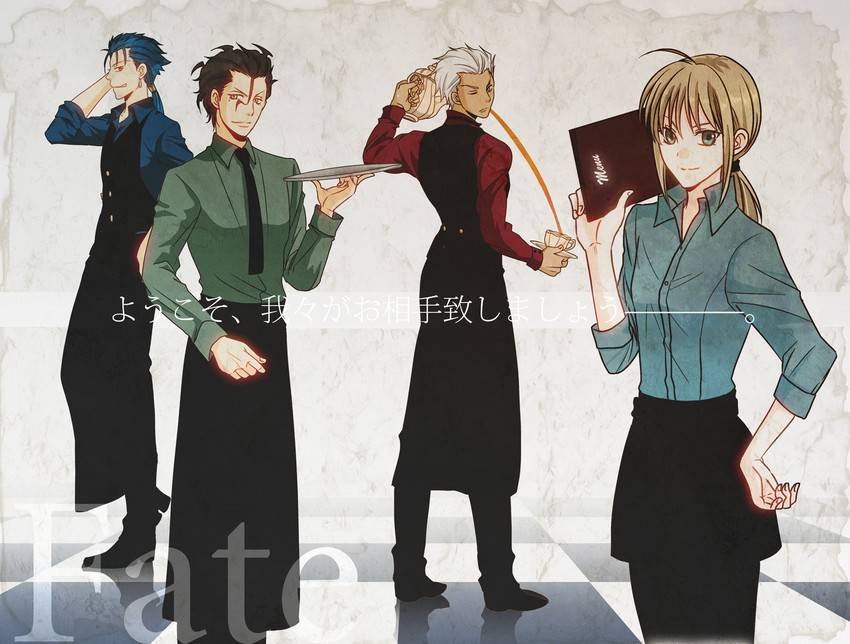 artoria pendragon, saber, cu chulainn, archer, and diarmuid ua duibhne (fate and 2 more) drawn by yuu_(yu_h)