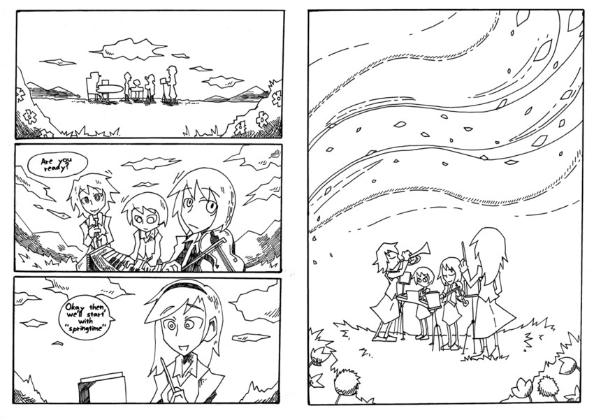lunasa prismriver, merlin prismriver, lyrica prismriver, and layla prismriver (touhou) drawn by setz