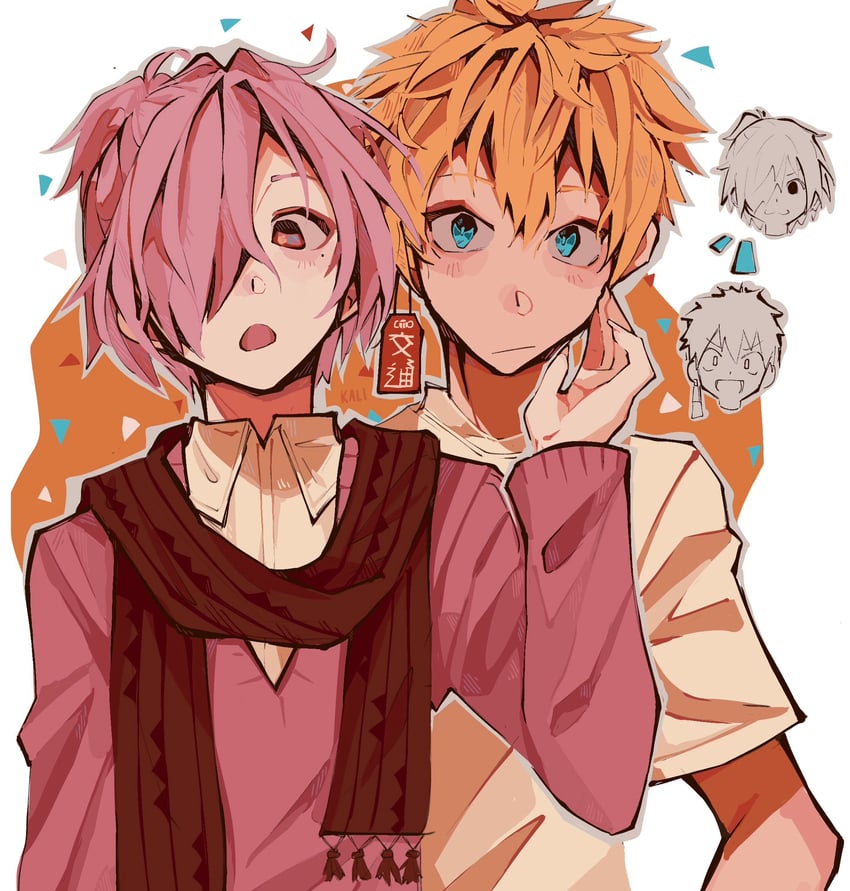 mitsuba sousuke and minamoto kou (jibaku shounen hanako-kun) drawn by kaligraphy