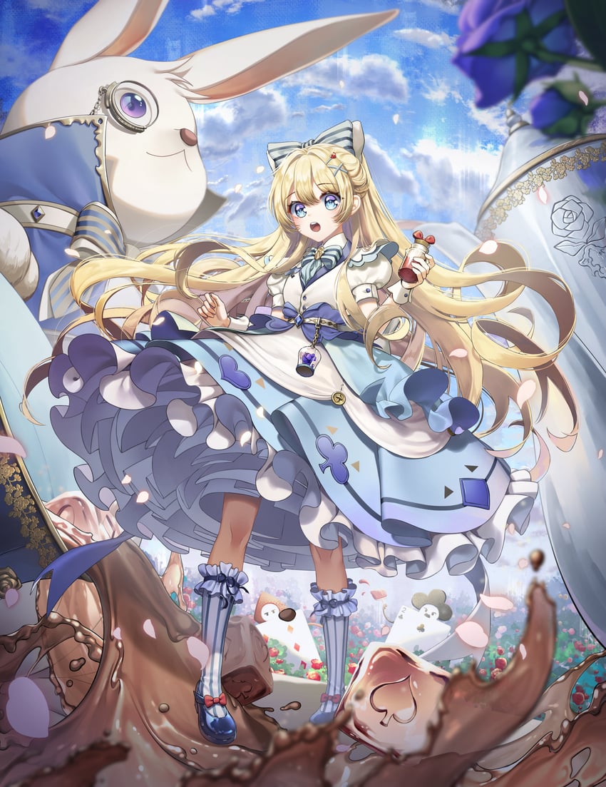 alice and white rabbit (alice's adventures in wonderland) drawn by lem_tea