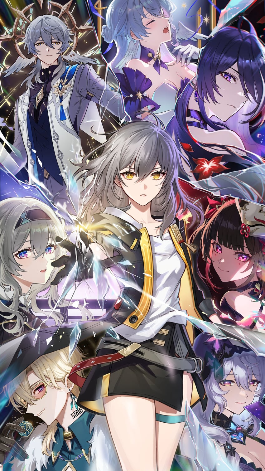 trailblazer, firefly, stelle, acheron, sparkle, and 4 more (honkai and 1 more) drawn by fractalmagnolia