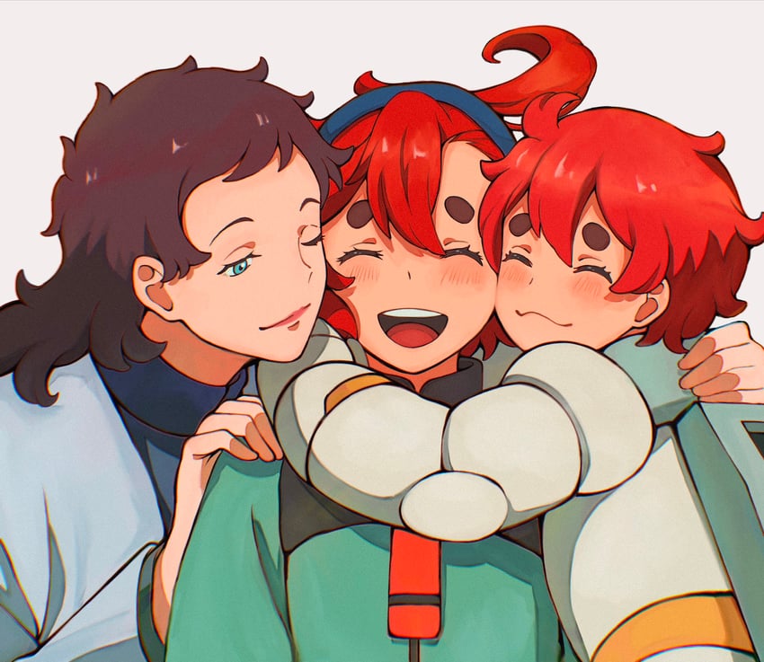 suletta mercury, ericht samaya, and prospera mercury (gundam and 1 more) drawn by suiseikaro