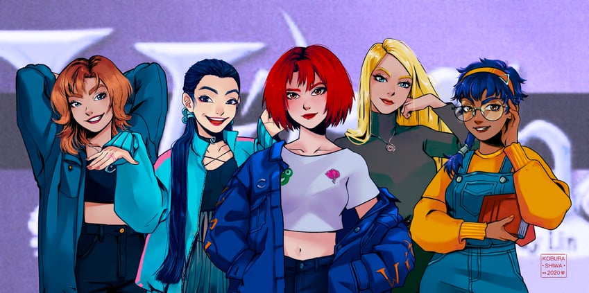 will vandom, irma lair, cornelia hale, taranee cook, and hay lin (w.i.t.c.h.) drawn by koburashiwa