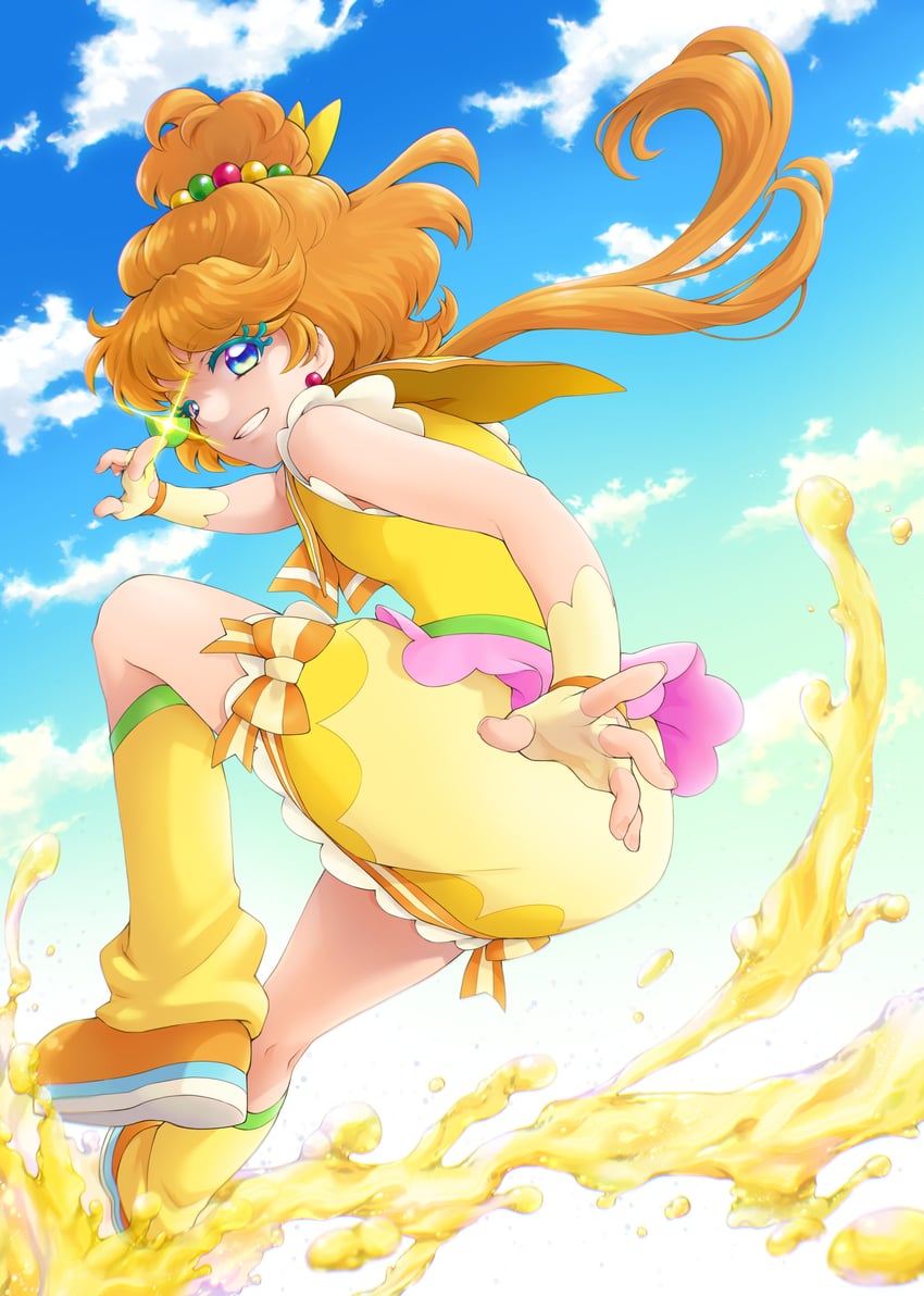 ichinose minori and cure papaya (precure and 1 more) drawn by aizen_(syoshiyuki)