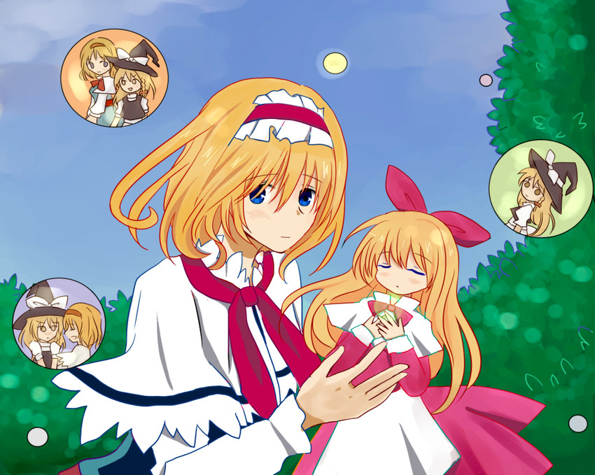 kirisame marisa, alice margatroid, and shanghai doll (touhou) drawn by shirakawa_kuu