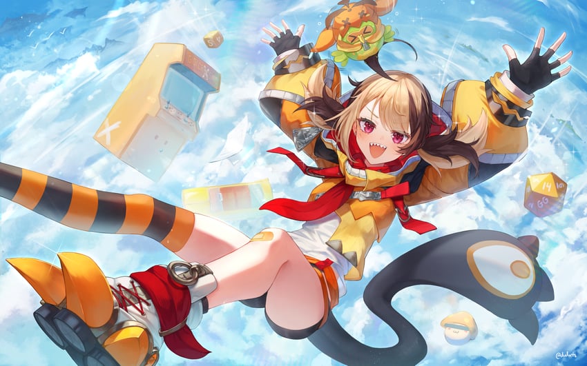 gigi murin, popo, and orange mushroom (hololive and 2 more) drawn by dvdarts