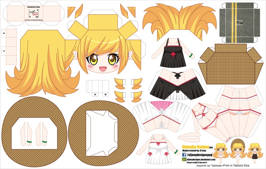 oshino shinobu (monogatari and 1 more) drawn by el_joey