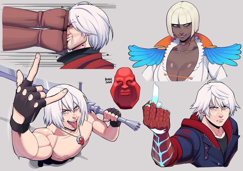 dante, nero, gloria, and jd vance (devil may cry and 2 more) drawn by butter_sugoi