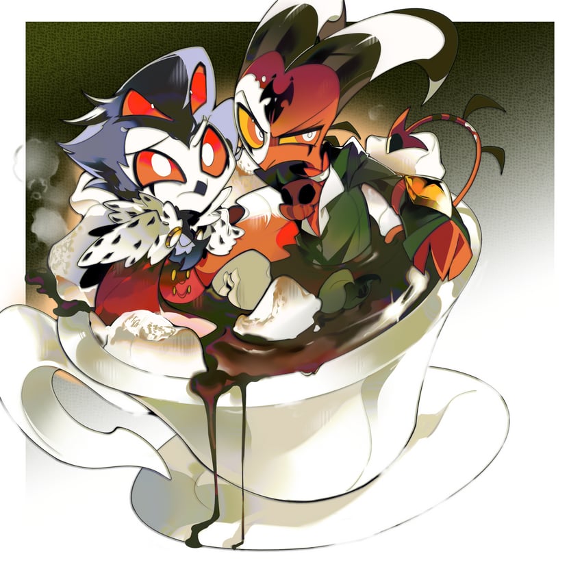 blitzo and stolas (helluva boss) drawn by zhu_xing_pupupu