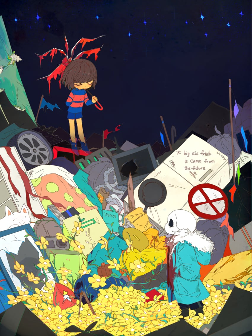 frisk and sans (undertale) drawn by soseji_(tjduswjd)